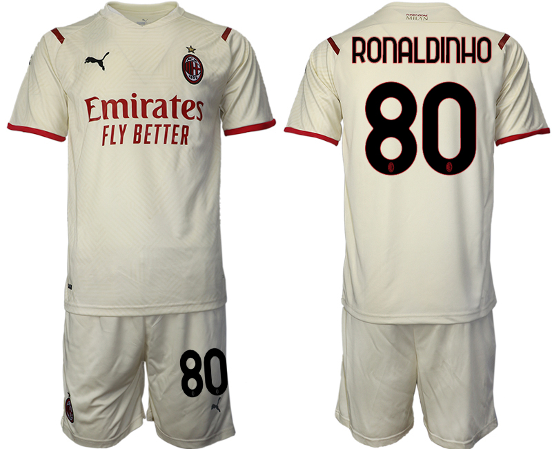 Men 2021-2022 Club AC Milan away cream #80 Soccer Jersey->ac milan jersey->Soccer Club Jersey